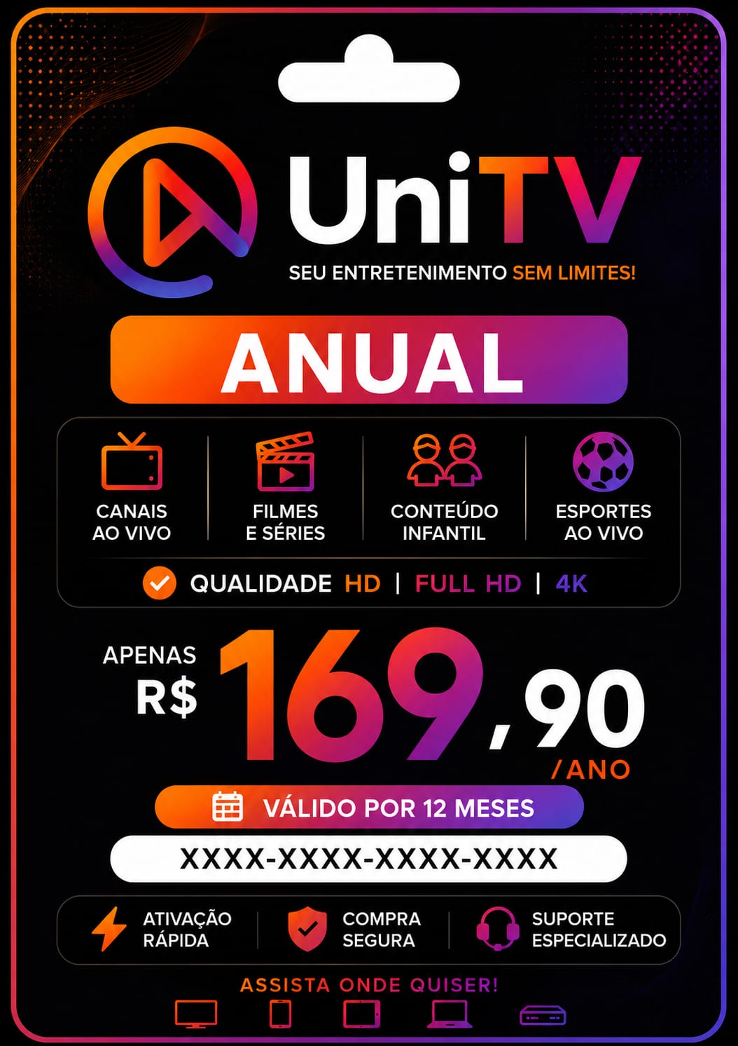 Plano Anual UniTV - R$ 169,90